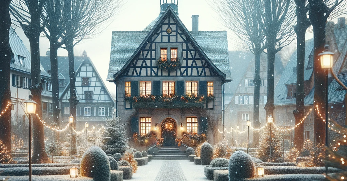 Winterhaus in einer deutschen Kleinstadt